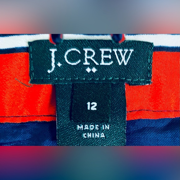 J. Crew Women's Pleated Horizontal Stripe Lined Orange Blue Skirt - Picture 3 of 10